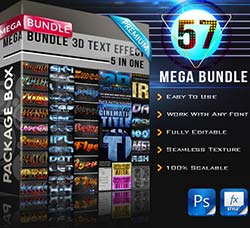 极品PS图层样式－57个3D金属效果：Mega Bundle 3D Text Effect